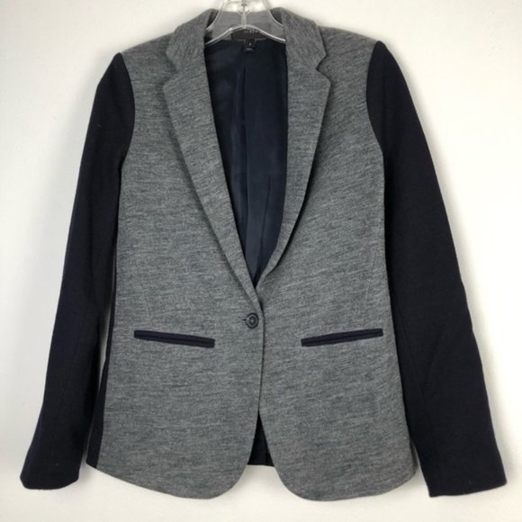 J. CREW Jackets & Blazers - J. Crew Cotton Wool Grey Blue Blazer Jacket